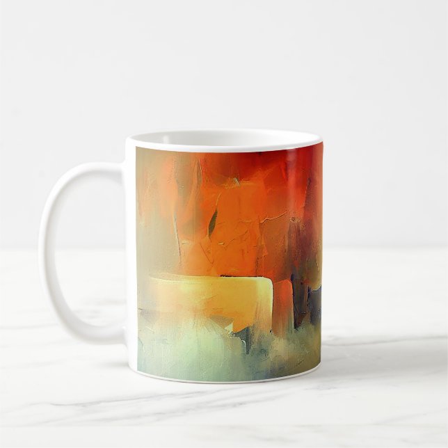 Sunset Hues Abstract Art Mug, artistic gift idea,  Coffee Mug (Left)
