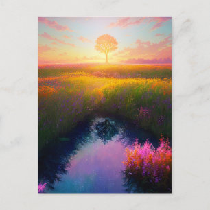 Sunset Illuminating the Majestic Tree Postcard