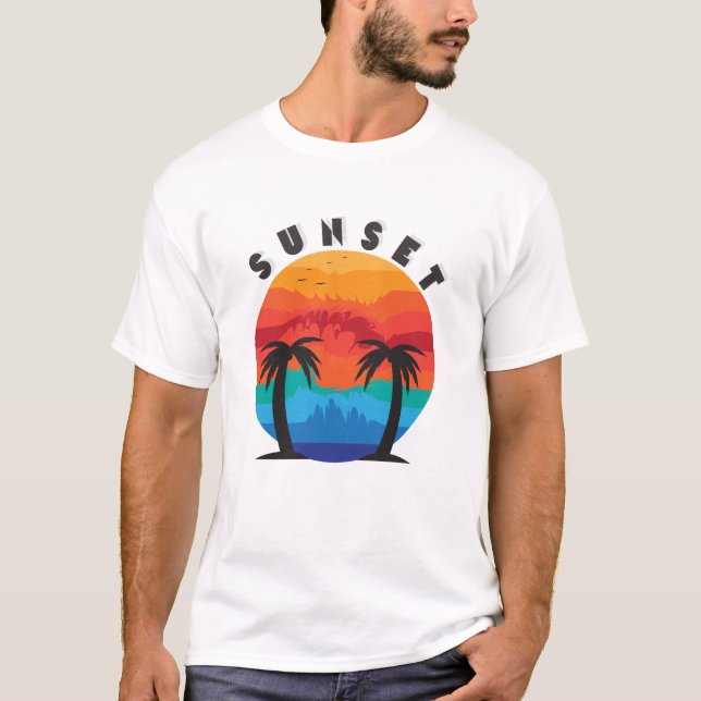 Sunset Illustration Design T-Shirt (Front)