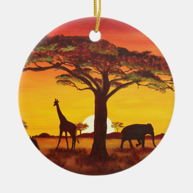 Sunset in Africa Ceramic Ornament (Front)
