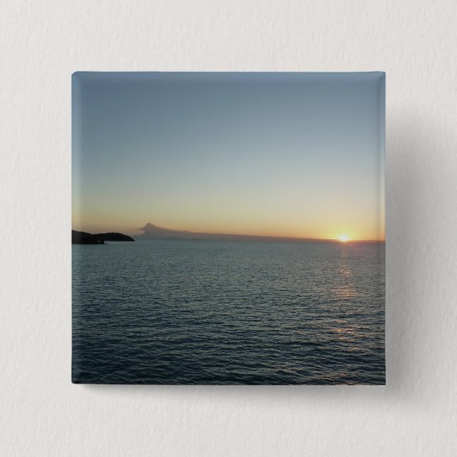 Sunset in Antigua II Island Seascape 2 Inch Square Button (Front)