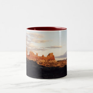 Sunset in Arches, Arches National Park, Utah Two-Tone Coffee Mug