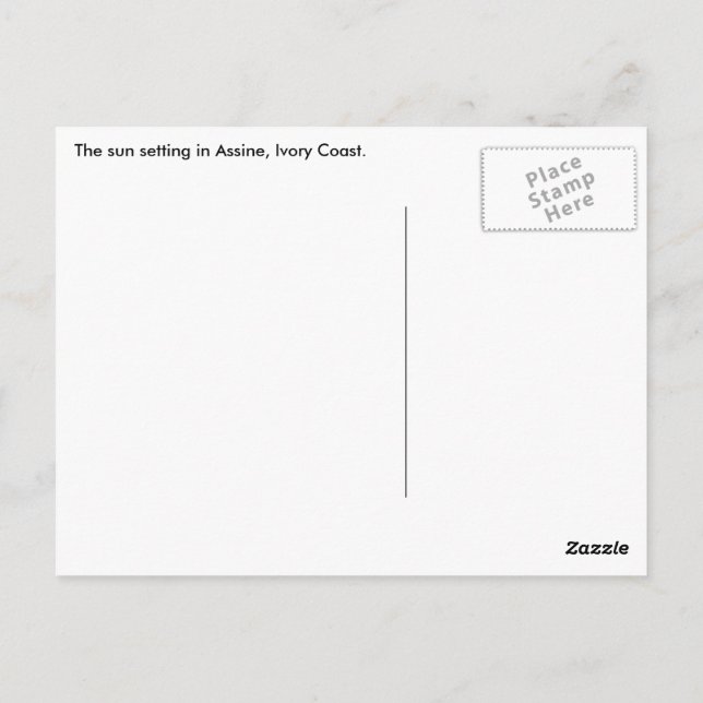 Sunset in Assinie, Ivory Coast Postcard (Back)