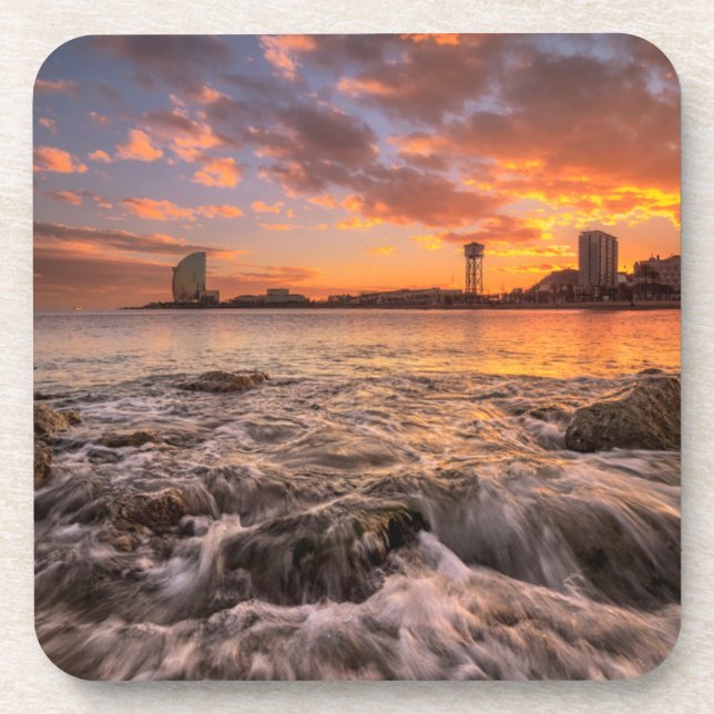 Sunset In Barcelona Coaster (Front)