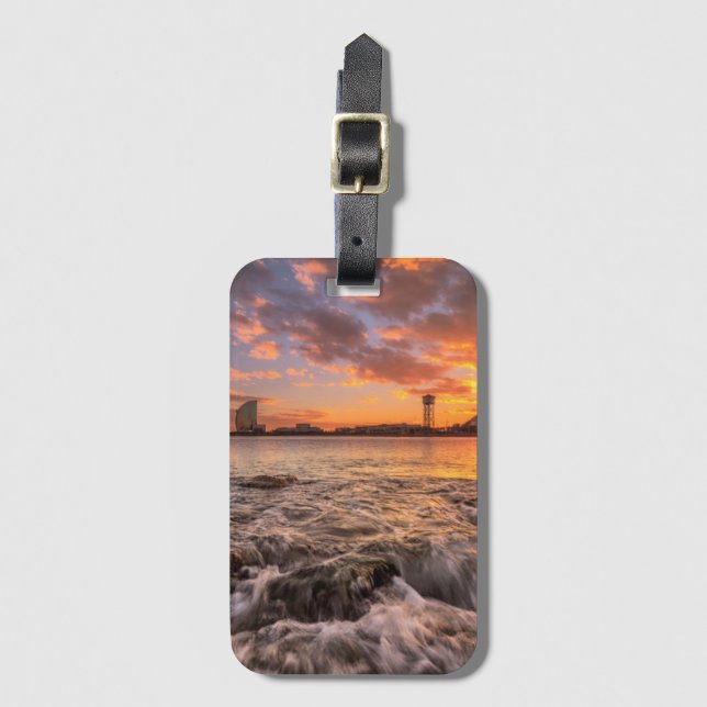Sunset In Barcelona Luggage Tag (Front Vertical)