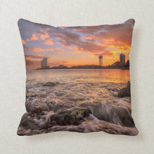 Sunset In Barcelona Throw Pillow