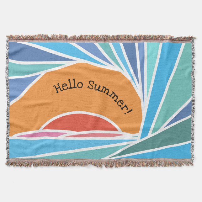 Sunset in Barrel Wave Throw Blanket (Front)