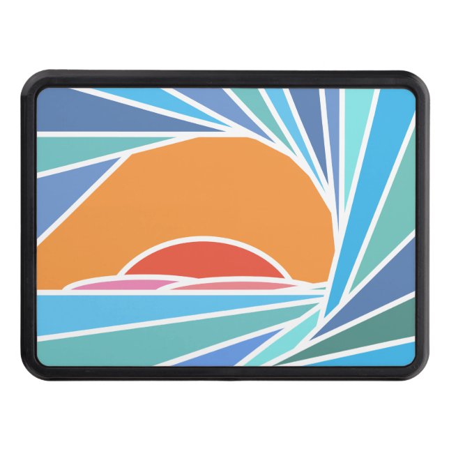 Sunset in Barrel Wave Trailer Hitch Cover (Front)