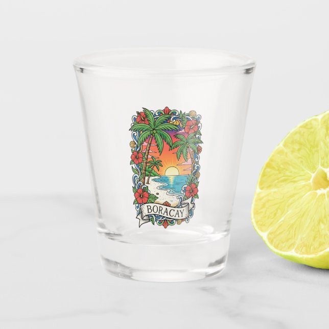 Sunset in Boracay Philippines  Shot Glass (Front)