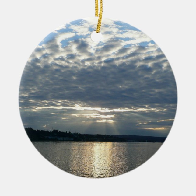 Sunset in British Columbia Canadian Seascape Ceramic Ornament (Front)