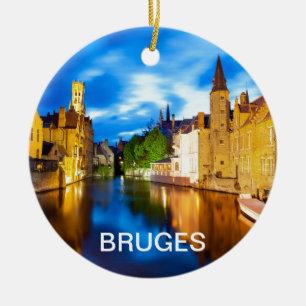 Sunset in Bruges. Belgium Ceramic Ornament