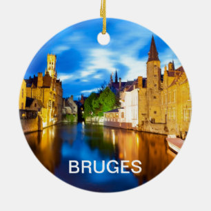 Sunset in Bruges. Belgium Ceramic Ornament