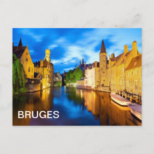 Sunset in Bruges. Belgium Postcard