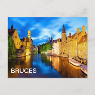 Sunset in Bruges. Belgium Postcard