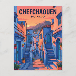 Sunset in Chefchaouen Morocco Postcard