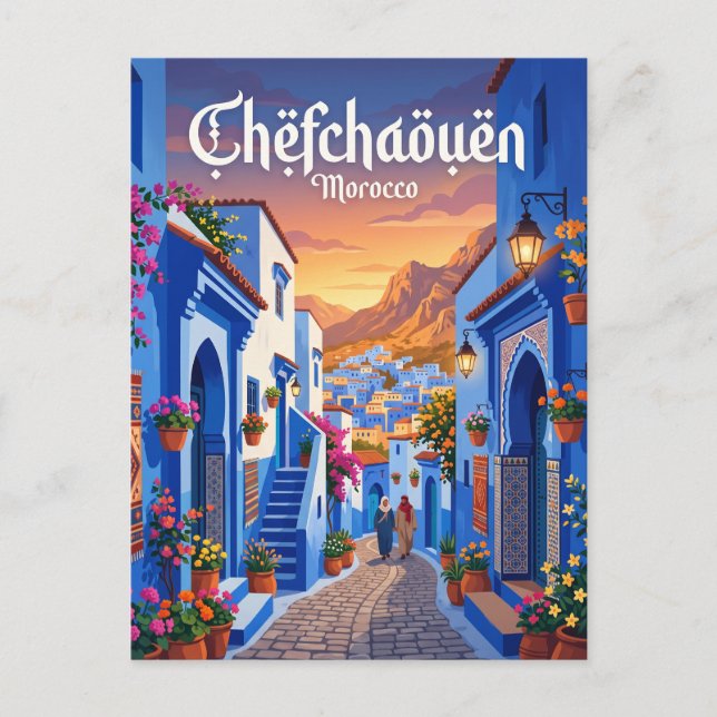 Sunset in Chefchaouen Morocco Postcard (Front)