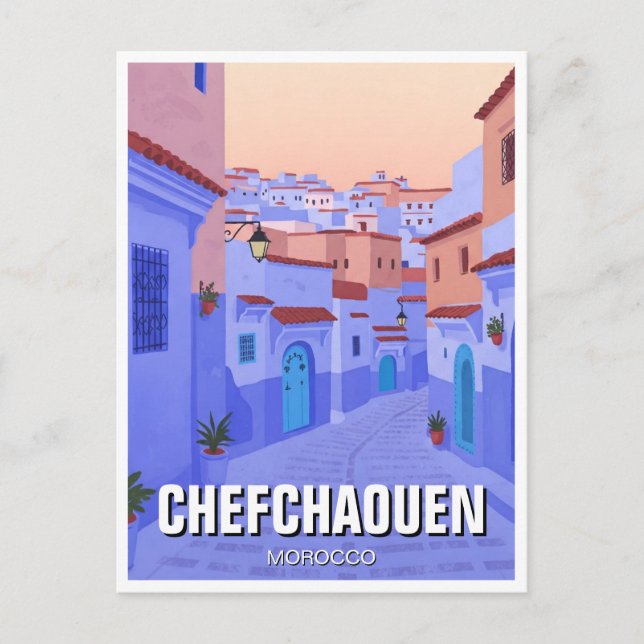 Sunset in Chefchaouen Morocco Travel Postcard (Front)