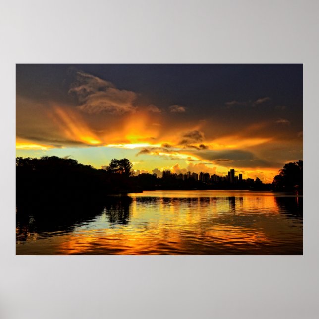 Sunset In City Londrina, Brazil Poster (Front)