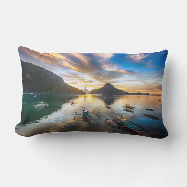 Sunset in El Nido Lumbar Pillow (Front)
