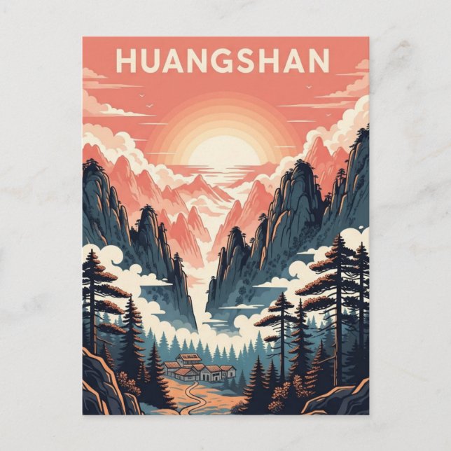 Sunset in Huangshan National Park China Postcard (Front)