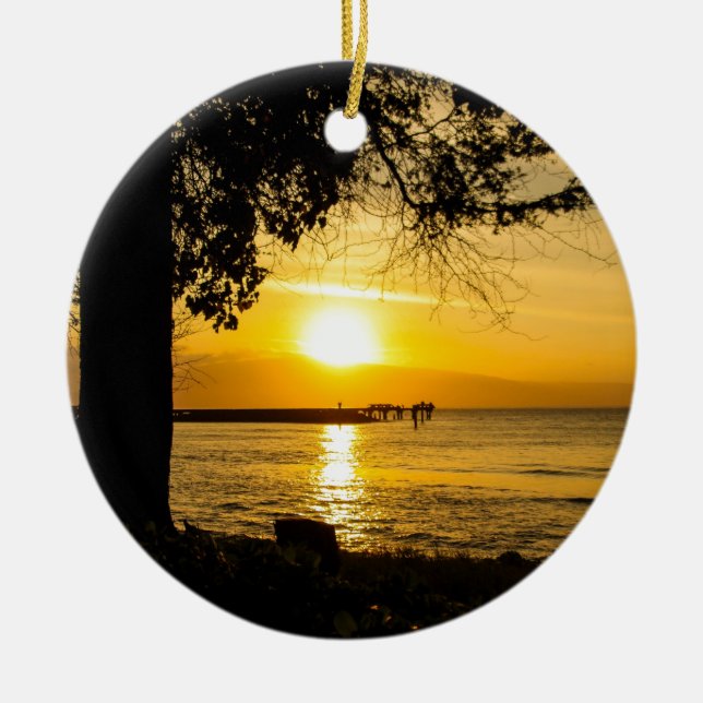 Sunset in Lahaina Ceramic Ornament (Front)