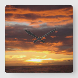 Sunset in Lahaina in Maui Hawaii Square Wall Clock