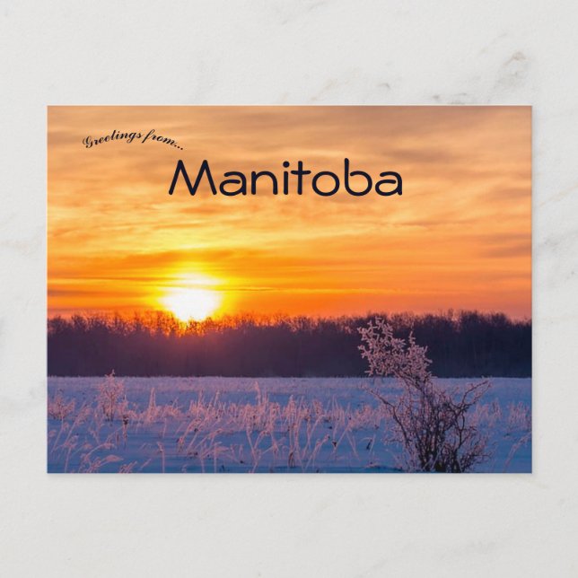 Sunset in Lake Audy Manitoba Postcard (Front)