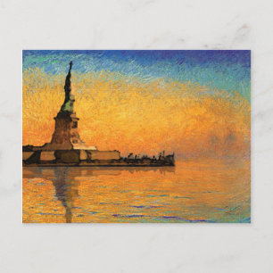 Sunset in Liberty Island Postcard