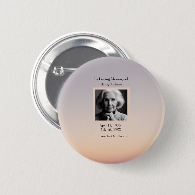 Sunset In Loving Memory Funeral Memorial Keepsake  2 Inch Round Button (Front & Back)