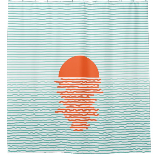 Sunset in ocean - striped background. line artsuns (Front)