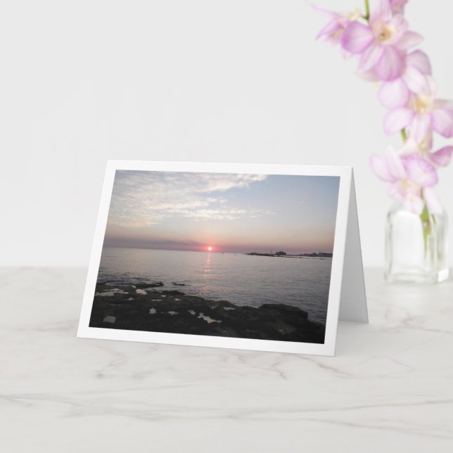 Sunset in Paphos, Cyprus Card (Orchid)