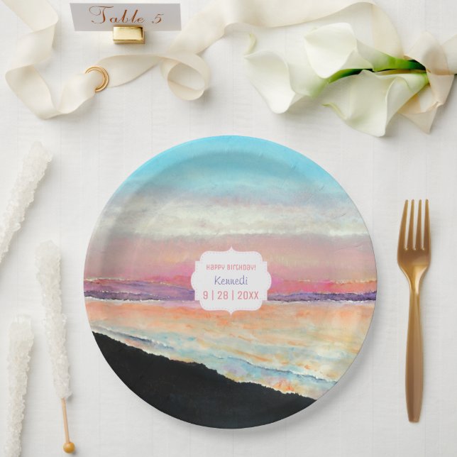Sunset In Pastels Event Paper Plate (Wedding)
