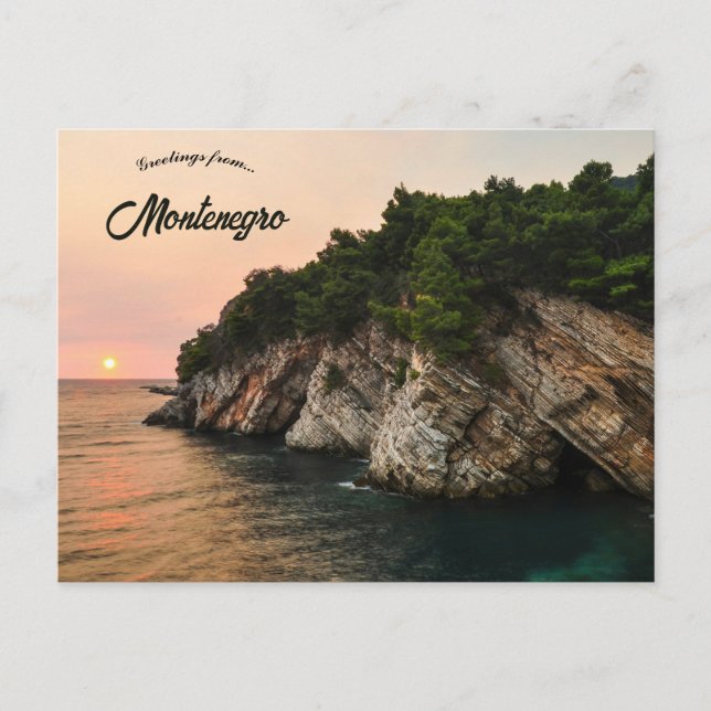 Sunset in Petrovac Montenegro Postcard (Front)