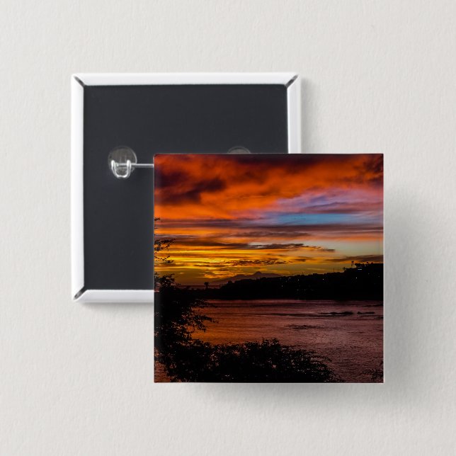 Sunset in Praia, Cape Verde 2 Inch Square Button (Front & Back)