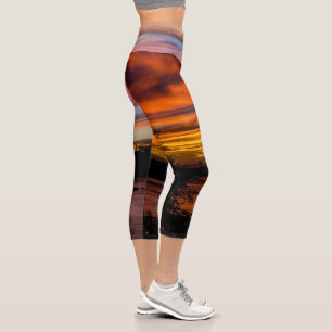 Sunset in Praia, Cape Verde Capri Leggings