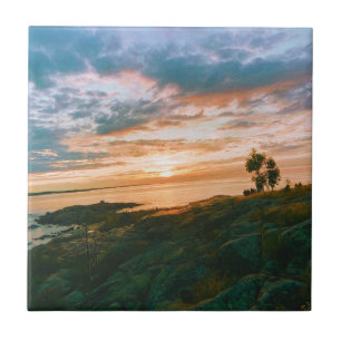Sunset in Roslagen - Oregrund - Sweden Tile