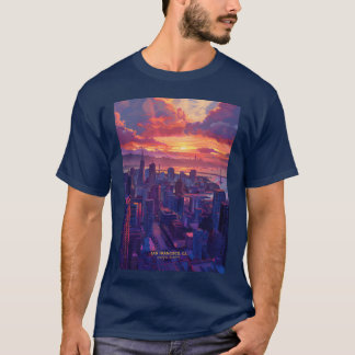 Sunset in San Francisco city USA retro T-Shirt