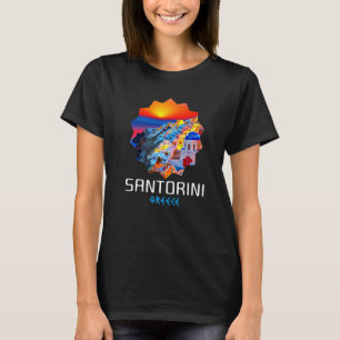 Sunset In Santorini Greece Painting 1 T-Shirt