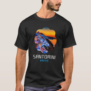 Sunset In Santorini Greece Painting   T-Shirt