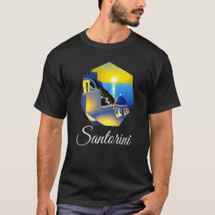 Sunset In Santorini Greece Painting   T-Shirt