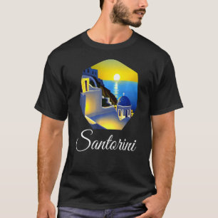 Sunset In Santorini Greece Painting T-Shirt