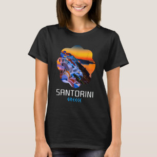 Sunset In Santorini Greece Painting T-Shirt