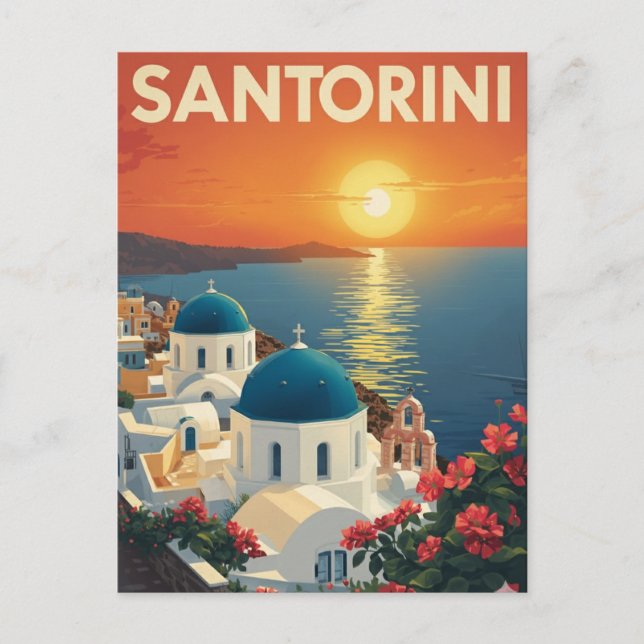 Sunset in Santorini Postcard (Front)