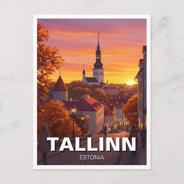 Sunset in Tallinn Estonia Travel Postcard (Front)