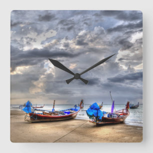 Sunset in Thailand island Phuket Square Wall Clock