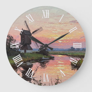 Sunset in The Broads England Travel Large Clock