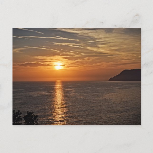 Sunset in the Cinque Terre, Italia Postcard (Front)