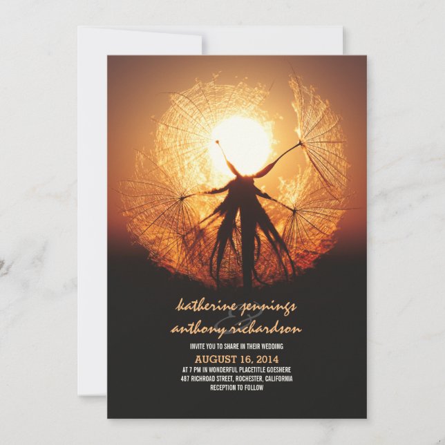 Sunset in the Dandelion Rustic Wedding Invitations (Front)
