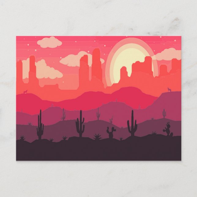 Sunset in the desert postcard (Front)