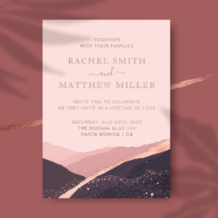 Sunset in the hills mountains rose pink dusty